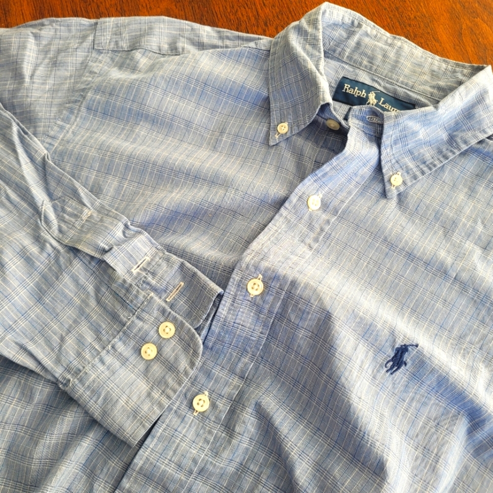 Ralph Lauren Yarmouth Polo Button Up Shirt Size 14.5 32/33